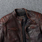 Veste style vintage en cuir de vachette véritable