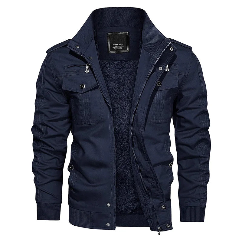 Veste militaire longue double poches homme