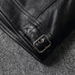 Veste style vintage en cuir de vachette véritable