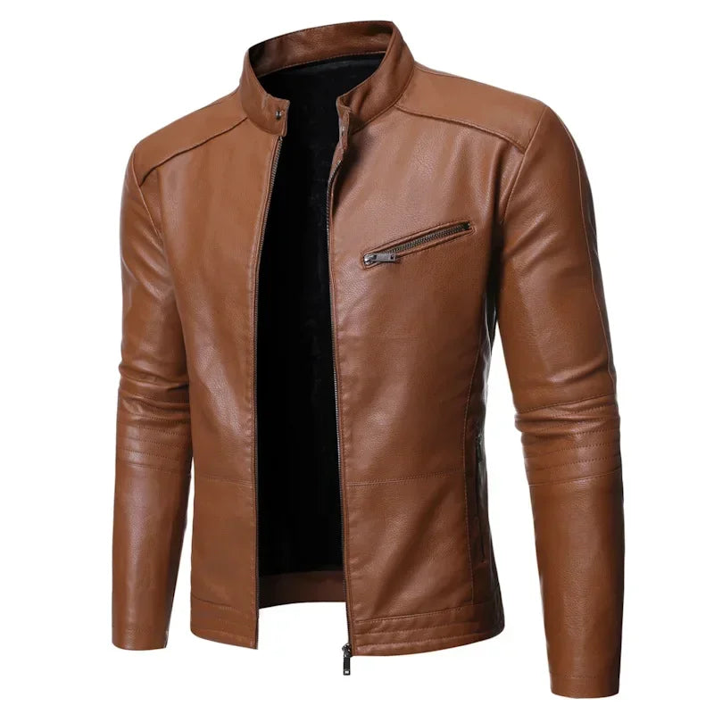 Veste en cuir style décontractée slim