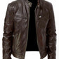 Vestes cuir biker col montant homme