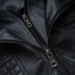 Veste en cuir à capuche homme