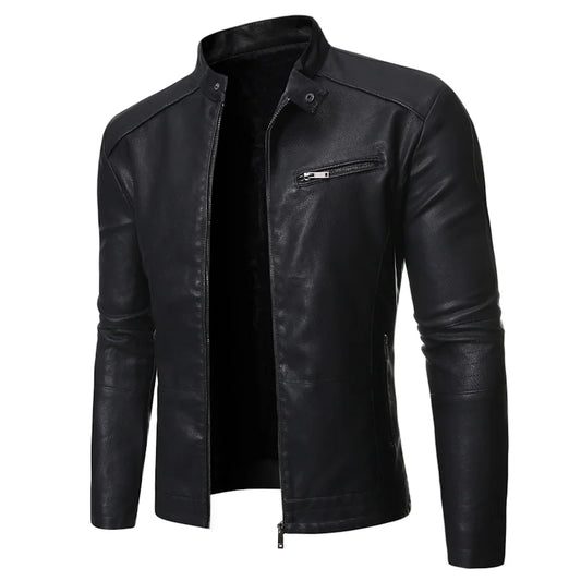 Veste en cuir style décontractée slim