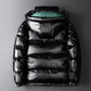 Veste doudoune noir d'hiver brillante pour homme