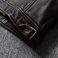 Veste style vintage en cuir de vachette véritable