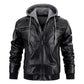 Veste en cuir à capuche homme