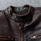 Veste style vintage en cuir de vachette véritable