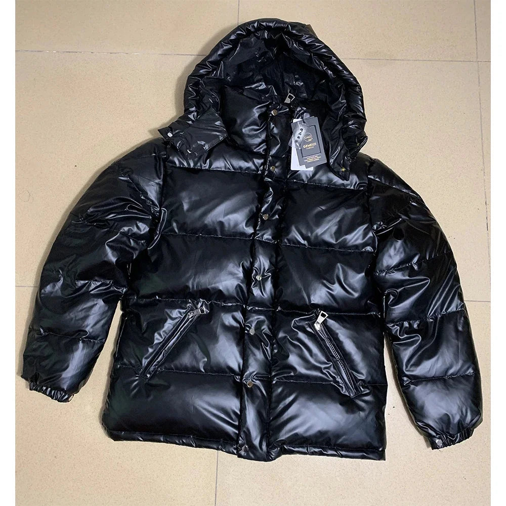 Veste doudoune noir d'hiver brillante pour homme