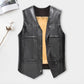 Veste sans manche biker noir en cuir
