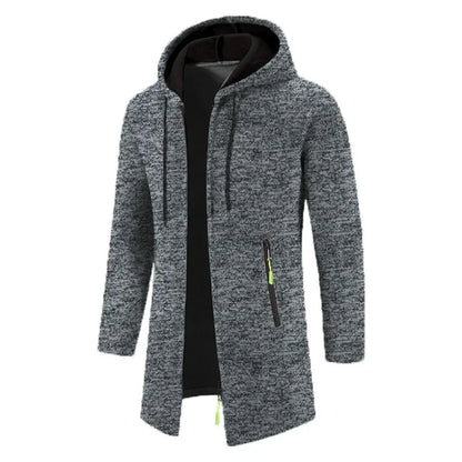 Veste longue à capuche manche longue avec fermeture éclair