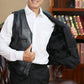 Veste sans manche biker noir en cuir