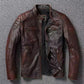 Veste style vintage en cuir de vachette véritable