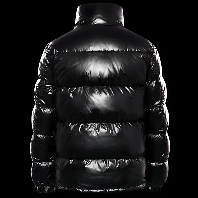Veste doudoune noir d'hiver brillante pour homme