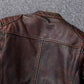 Veste style vintage en cuir de vachette véritable