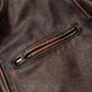 Veste style vintage en cuir de vachette véritable