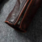 Veste style vintage en cuir de vachette véritable