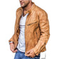 Veste en Cuir marron Classique Imperméable