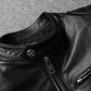 Veste style vintage en cuir de vachette véritable
