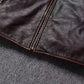 Veste style vintage en cuir de vachette véritable
