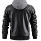 Veste en cuir à capuche homme
