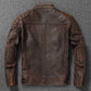 Veste style vintage en cuir de vachette véritable