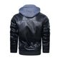Veste en cuir à capuche homme