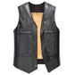 Veste sans manche biker noir en cuir
