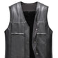 Veste sans manche biker noir en cuir