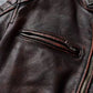 Veste style vintage en cuir de vachette véritable