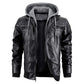 Veste en cuir à capuche homme