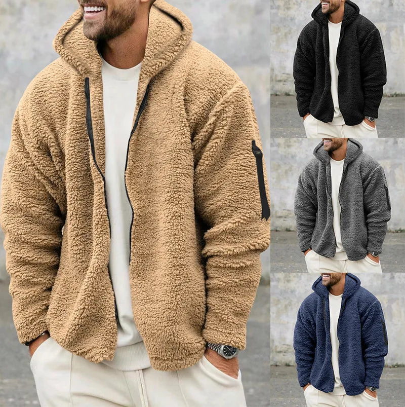 Veste polaire décontractée à capuche pour homme