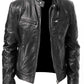 Vestes cuir biker col montant homme