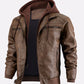 Veste en cuir à capuche homme
