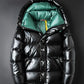 Veste doudoune noir d'hiver brillante pour homme