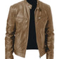 Vestes cuir biker col montant homme
