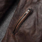 Veste style vintage en cuir de vachette véritable