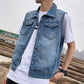 Veste en jean sans manches décontractée pour homme
